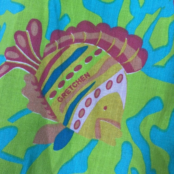 Gretchen Scott Designs Coral Fish Octopus Design V-neck Top Tunic Green Blue L - Picture 8 of 8